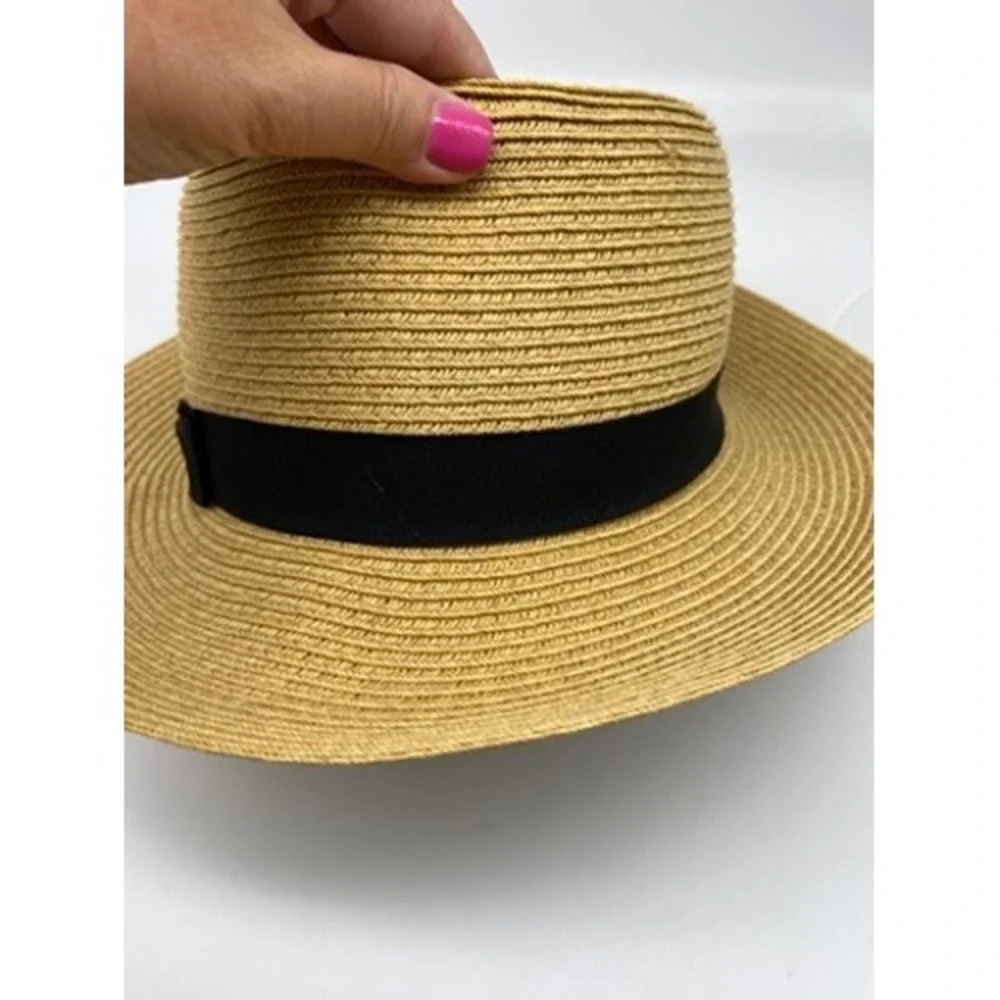 San Diego Hat Company Straw Cloche Hat Women OS Tan Black Bow Adjustable